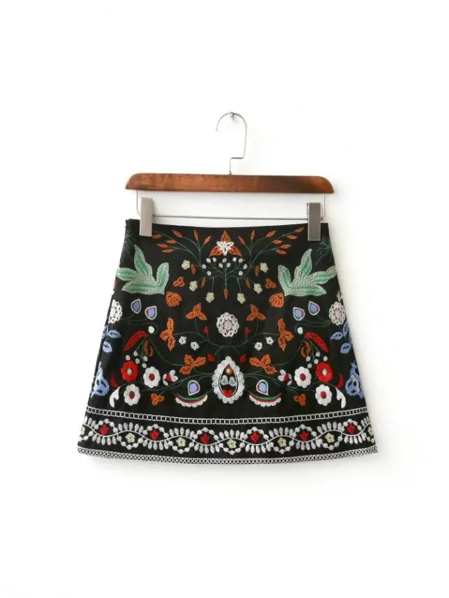 

2016 Western Style Autumn Women's Dress New Style Machine Embroidery Mini Short Skirt