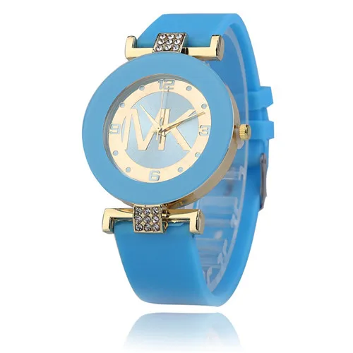 light blue Новые женские модные повседневные Кварцевые часы Женские Кристальные силиконовые цифровые часы Chasy Zhenskiye дешевые горячие продажи часы - Цвет: light blue