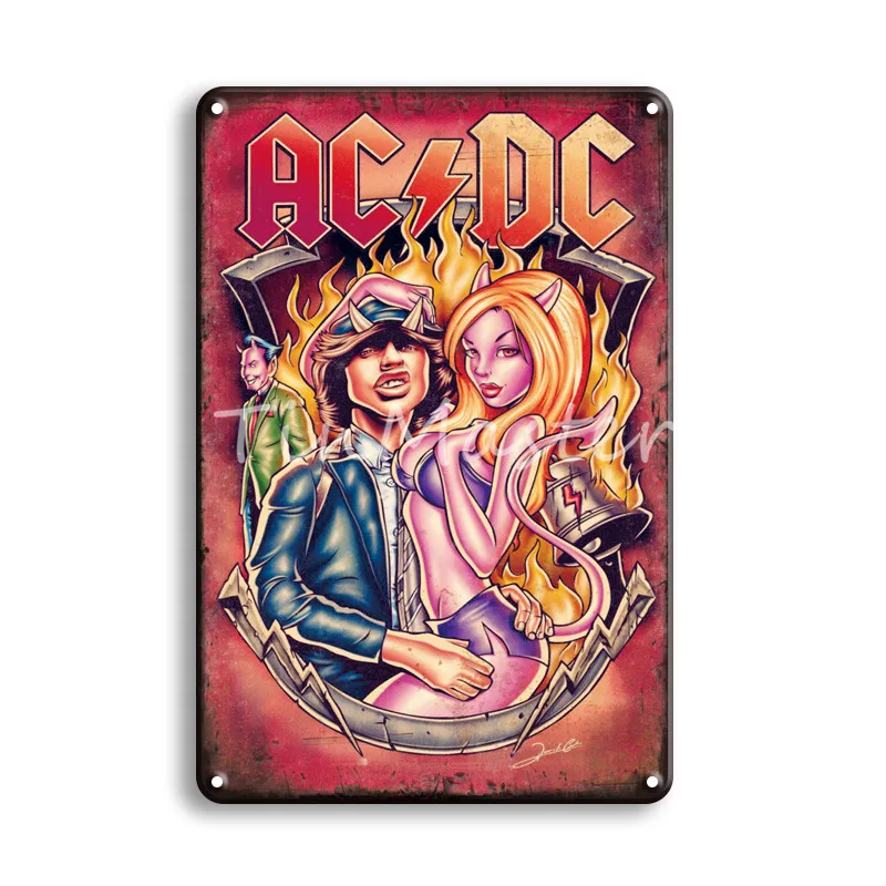 Группа acdc рок-н-ролл металлическая жестяная вывеска Ретро музыкальный бар Паб домашний декор винтажный рок-н-ролл для спальни настенный художественный металлический плакат табличка - Цвет: 40187