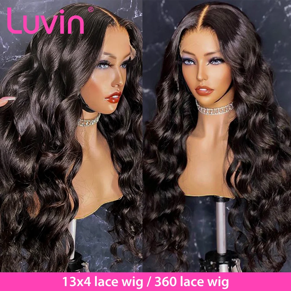 Luvin волнистые 360 кружевных фронтальных париков для тела 26 28 30 дюймов