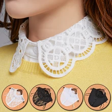 1pcHollow Lace Chiffon Doll Cotton Fake Collar Blouse Sweater Detachable Shirt Collar False Collar Lapel Women Top Collars Decor