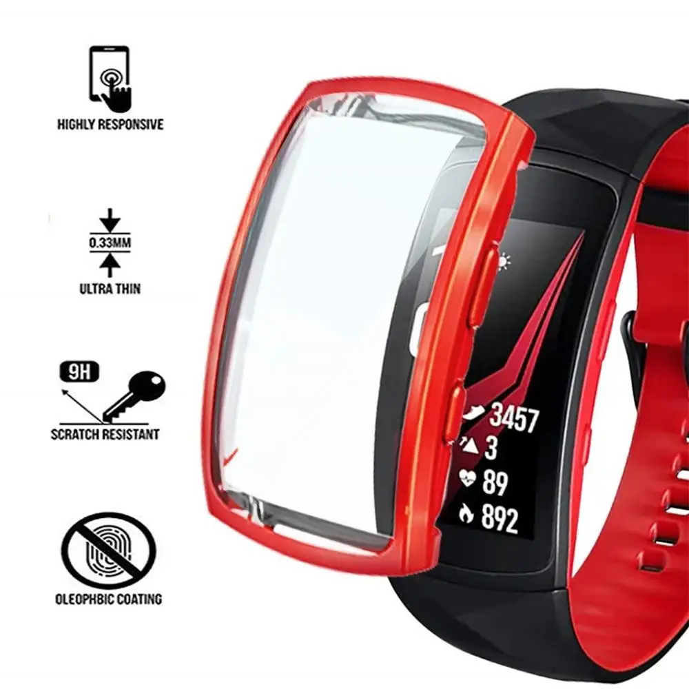Защитная пленка для экрана для Samnsung gear Fit 2 Pro прозрачный чехол из ТПУ чехол для Sanmsung gear Смарт-часы аксессуары - Цвет: pink