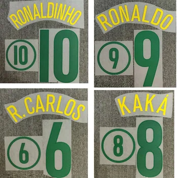 

2004 Brazil Namese #10 Ronaldinhot #9 Ronaldo #6 R.carlos #8 Kaka Printing Iron On Heat Transfer Patches