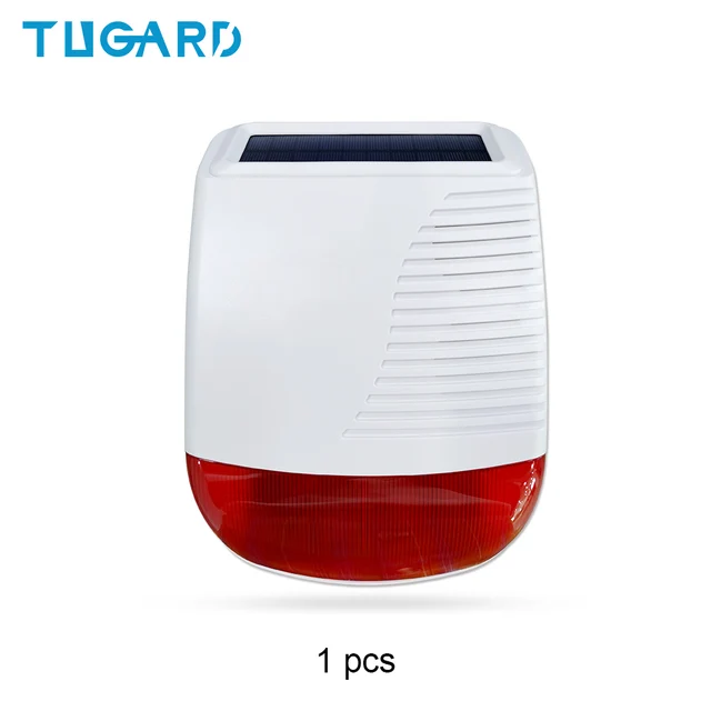 Tugard 433MHz Wireless Outdoor Solar Siren Light Flash Strobe Waterproof Alarm Siren for Home Security Burglar WiFi Alarm System YK-050-SolarSiren