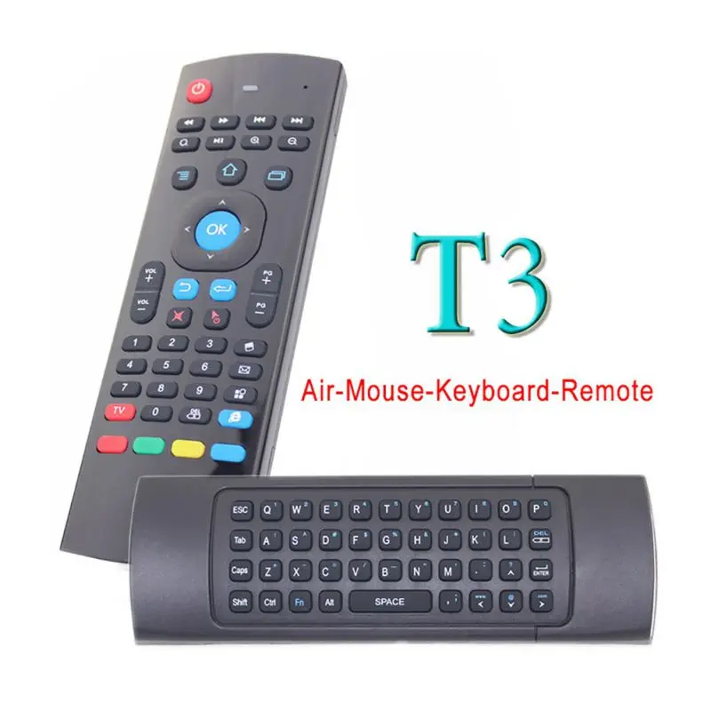T3MC полный ключ Инфракрасный, обучаемый 3D Air mouse Домашний Беспроводной пульт дистанционного управления c клавиатурой черный