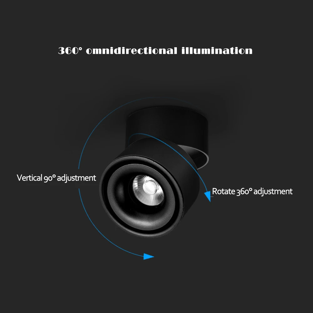 AC85-240V светодиодный потолочный светильник на базе COB 360 ° вращающийся Светодиодный точечный светильник поверхностного монтажа современные светодиодные потолочные светильник 3 Вт/5 Вт/7 Вт/10 Вт/12 Вт