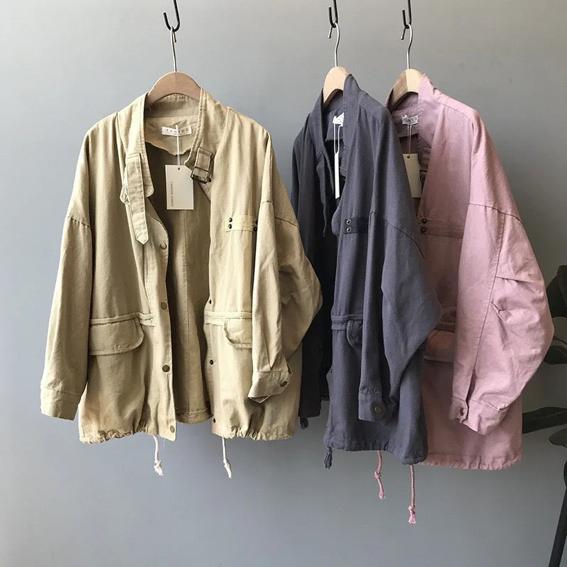 

Fall Autumn New Female Windbreaker Padded Cotton Bf Oversize Work Clothes Ladies Solid Loose Casual Cardigan Female Outwear Top