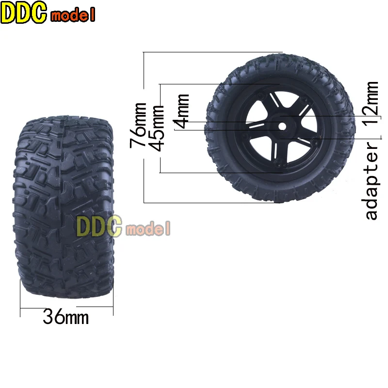 4Pcs Rubber Tires For Hobby Smax 1/16 RC Car - Upgrade Replacement Tires P6973 - View #5