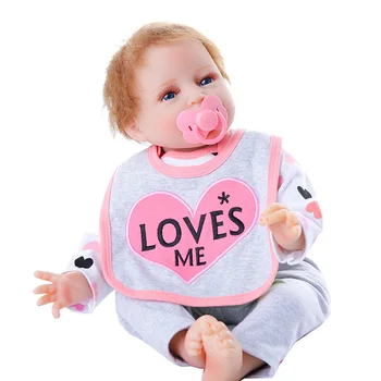 

22 Inches Realike Cute Silicone Reborn Baby Doll Full Set Educational Toy Gift For Children- Cloth Body Doll (Clothing As Shown)