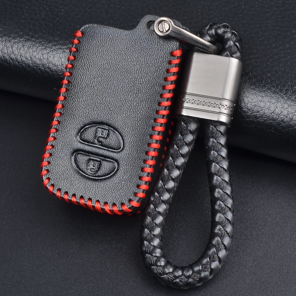 Leather Car Key Case Cover Keychain Holder For Toyota Land Cruiser Prado 150 Camry Prius Crown For Subaru Foreste XV