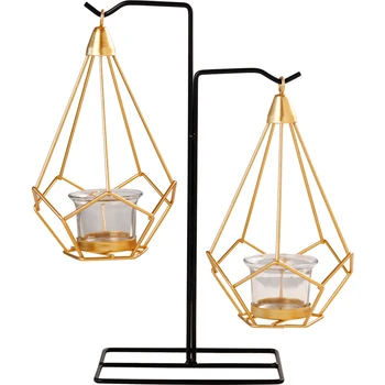 

European Metal Candle Holders Contracted Geometric Golden Wedding Candlestick Decoration Living Room Home Decor Candlestick