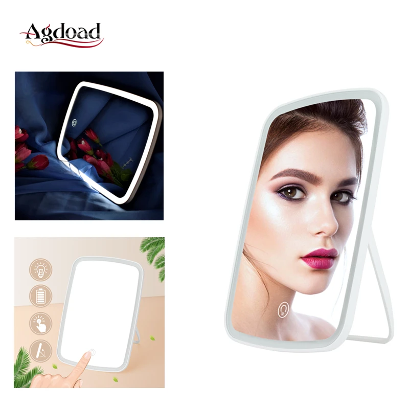 

Illuminated Magnifier Makeup Mirror Dimmable LED Lighted Touch USB Rechargeable 90° Rotation Cosmetic Vanity Mirrors espejo