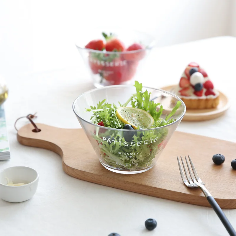 Прозрачные стеклянные чаши Nordic десерт, мороженое для фруктового, овощного салата чаши посуда Кухня круглый кастрюля для супа чашка, столовая посуда