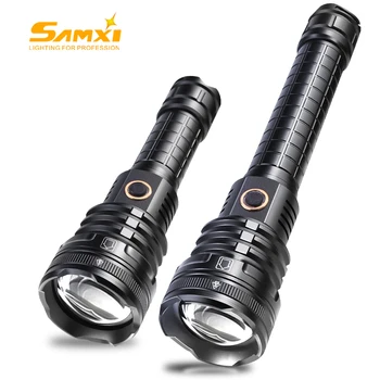 

High Power LED Flashlights Rechargeable Torch 5 Lighting Modes Lantern Self Defense Shocker Lamp Bike Light XHP90 Lamp Beads