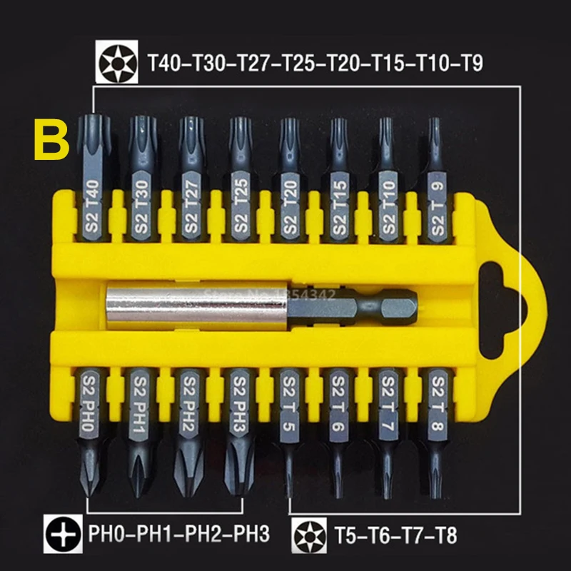 17* Защита от вскрытия Torx Шестигранная звезда бит магнитный держатель отвертка Биты Крест/Torx/щелевой/Y/u-тип/квадратный/PZ/треугольный Тип