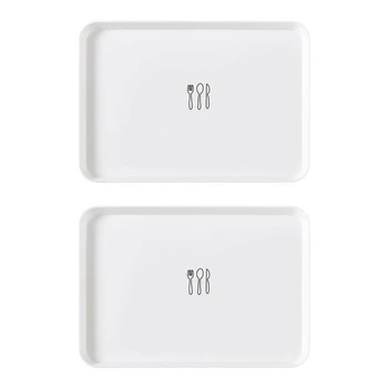

Nordic Style Dessert Serving Tray White Square Serving Tray Plastic Plates Breakfast Bread Snack Serving Tray Home Storage