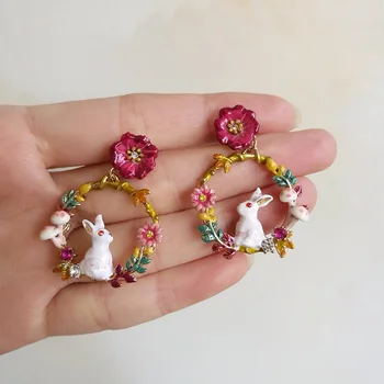 

2020 Special Offer Hot Sale Tin Alloy Women Cotton Earings Aros Design Jungle Life Mushroom Flowers Eyes Bunny Earrings