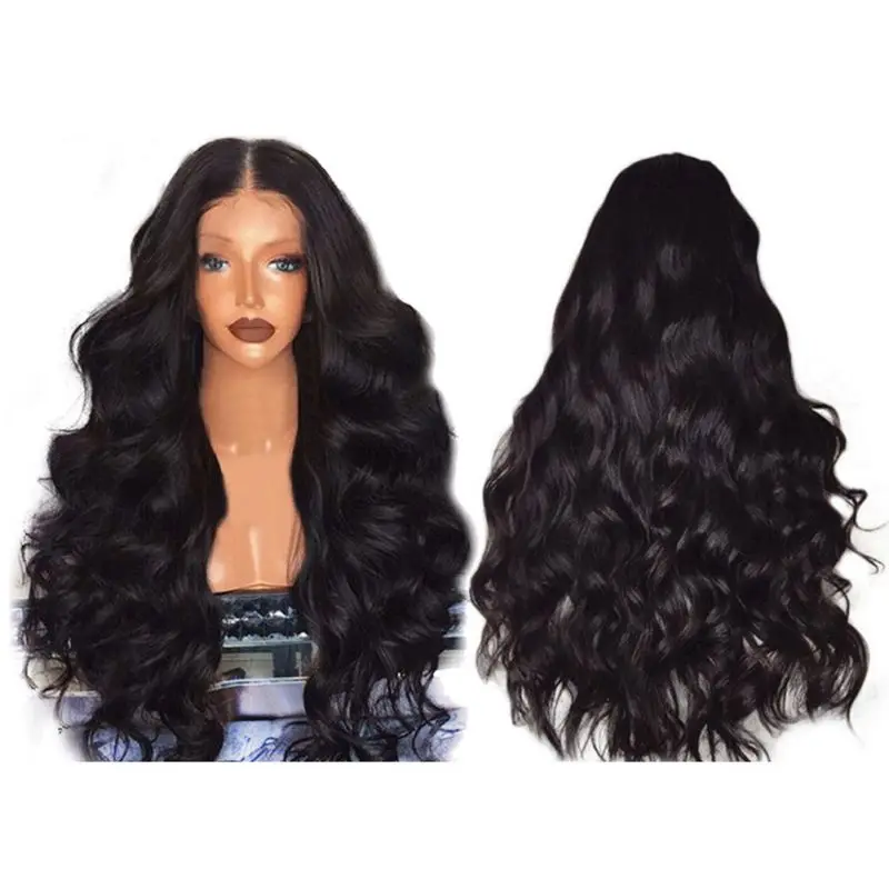 Плотность человеческих волос парики не-Реми бразильский объемный волнистый парик с детскими волосами для черных женщин Пушистый черный длинный кудрявый парик покрытие волос - Цвет: Светло-желтый