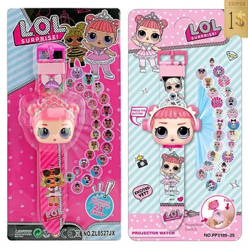 

LOL dolls surprise 3D Projection Cartoon Children Watches Anime Figure Educational Small Kids Boys Girls Clock Toys for Children