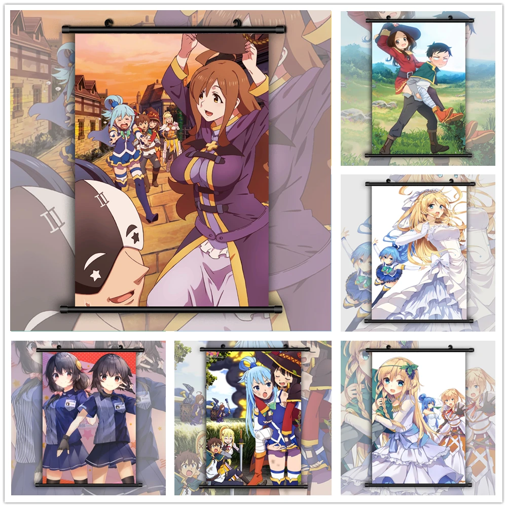

Kono Suba Aqua Megumin Yunyun Darkness Anime manga wall Poster Scroll