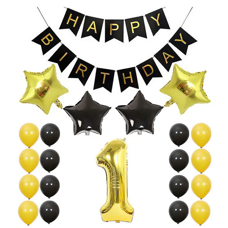 

18 21 30 50 Birthday balloons set 40inch number foil ballons black gold happy birthday party decorations adult helium air balls