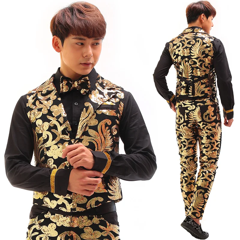 Man Kleding Set Drie stuk Kostuums Zangers Trendy Herenkleding Kostuums Bruiloft Persoonlijkheid mannen Formele Jurken Man Kleding Set Drie stuk Kostuums Zangers Trendy Herenkleding Kostuums Bruiloft Persoonlijkheid mannen Formele Jurken