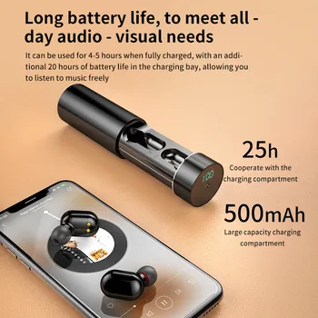 

TWS Bluetooth Earphone Wireless Headphones 6D Stereo Wireless Earphones Mini Earbuds with Mic 2600mAh Charging Bin Power Bank