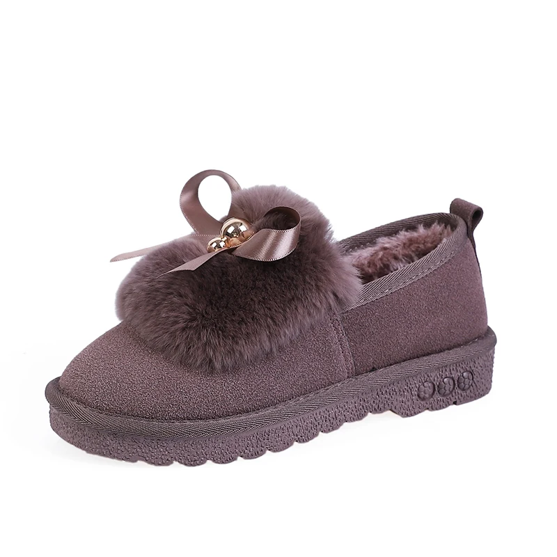 Winter Sexy Bowknot Keep Warm Snow Boots Women Fashion Round Toe Sleeve Ankle Boots Woman Low-heeled Platform Boots Ladies Shoes