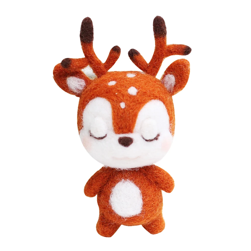 DIY Handmade Sika Deer Needle Felting Animal Kit for Beginners with Tools
