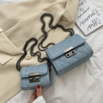 

crossbody bags for women Fashion solid color PU leather Sewing thread square chain women's messenger bag purses and handbags