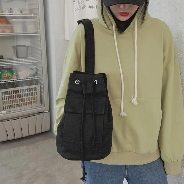 

2019 Korean-style INS Ultra-Fire Pack Shoulder Bag CHIC Drawstring Bucket Bag Fairy Bag Shoulder Bag Canvas Bag