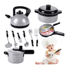 Hot Sale 10Pcs Children Kitchen Toys Miniature Cooking Set Simulation Tableware Toy Pretend Play Cook Toy For Kids Gift