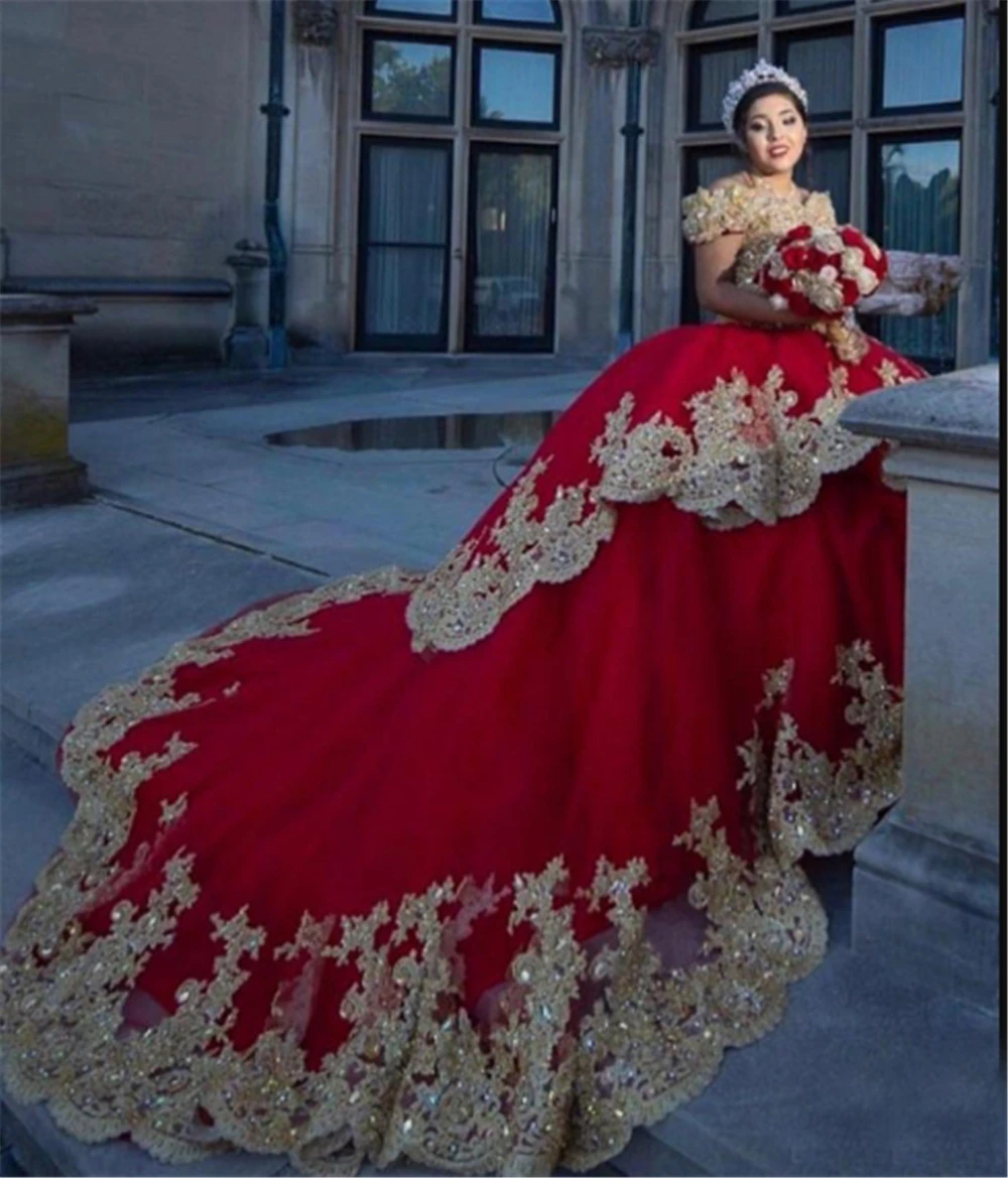 Кристаллы Аппликация бисером, жемчужины Vestido Quinceanera платья 15 3D аппликации многоуровневые Часовня Поезд на шнуровке Vestidos De Quinceanera