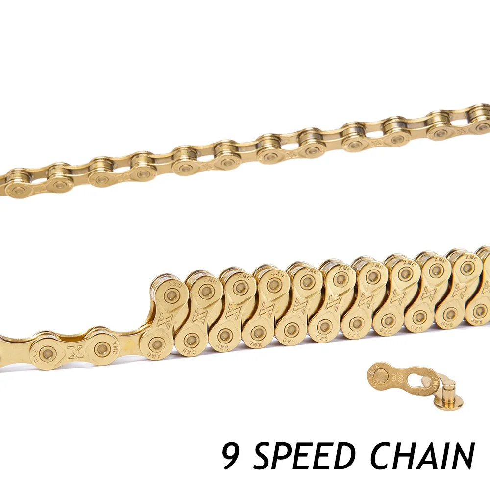 

9 Speed Bike Chain MTB Mountain Bike Road Durable 9S 18S 27S Gold Golden Chain for Parts K7 Shimano Sram System