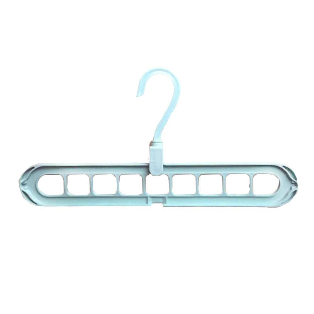 Nine Holes Clothes Hanger Home Storage Organization Clothes Hangers Drying Rack Plastic Storage Racks Wardrobe Storage Hanger - Цвет: Зеленый