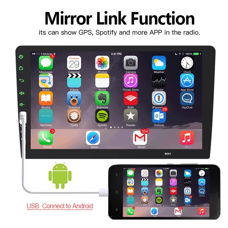 

2 Din Car Radio 9 Inch Full Press Mirror Link Car Stereo Player Car Multimedia Player Mp5 Bluetooth Usb Auto-Radio