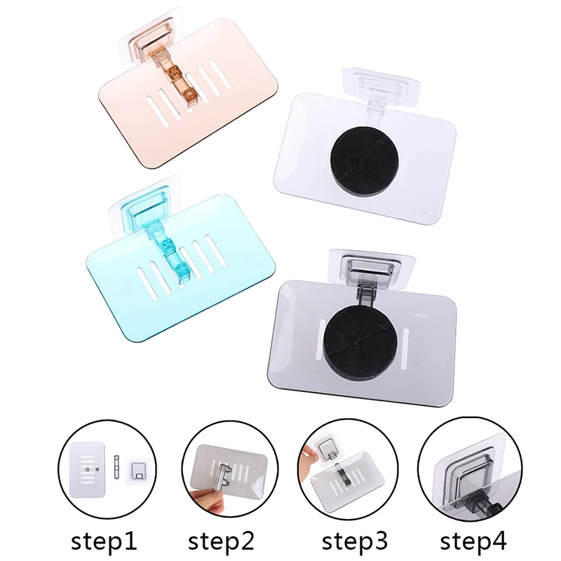 1PCS Single Layer Suction Soap Dish Holder Soap Box Stand Kitchen Bathroom Accessories Portable Soap Dishes Storage Stand