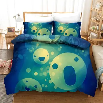 

Cartoon Cute Smile Expression Bedding Set Bedroom Decor Gift 100% Microfibe Soft 1PC Duvet Cover with Pillowcases No Comforter