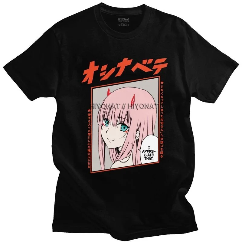 

Cool Fashion Darling In The Franxx T Shirt Men Short Sleeves Soft Cotton T-shirt Anime Manga Kawaii Zero Two Tee Graphic Tshirts