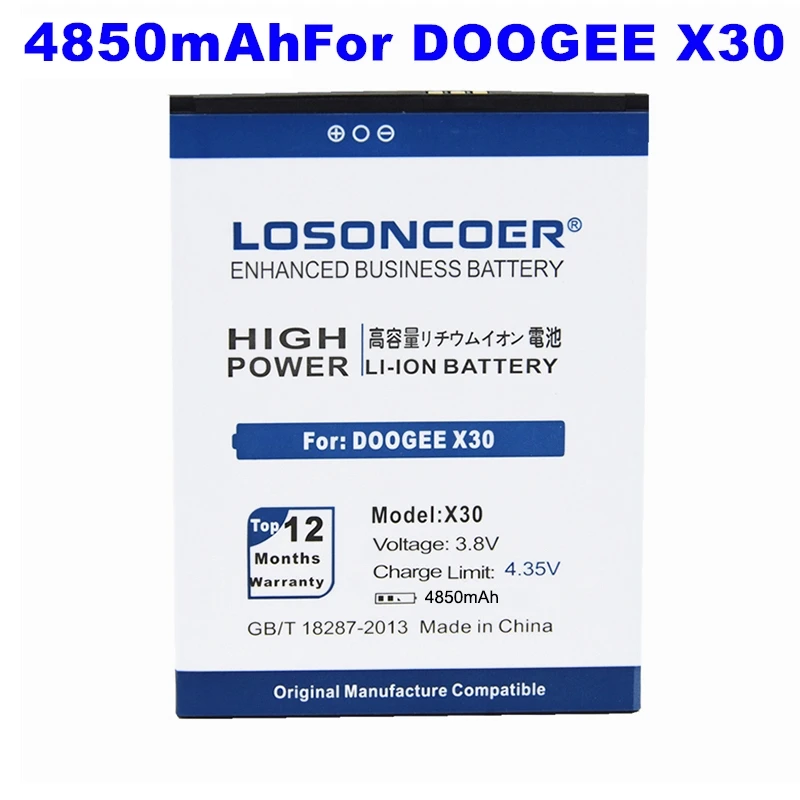 LOSONCOER BAT17613360 4850 мАч Высокая емкость Телефона батарея Для DOOGEE X30 батареи