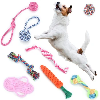 

8PCS Cotton Rope Chewing Molars Dog Puppies Dog Rope Ball Chew Toys Teeth Cleaning Pet Toy for Small Medium Dogs Newest