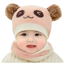 Зимняя детская теплая шапка, детский мультяшный медведь с ушками для мальчиков и девочек, милая мягкая шапка+ шарф, комплект из двух предметов, шляпа