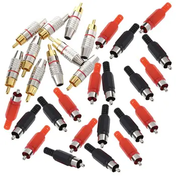 

10 Pcs Adapter o Coaxial Cable Connector RCA Plug Seamless & 20PCS Solder RCA Plug Male o Video Adapter
