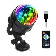 Boule lumineuse Disco USB 5V, éclairage pour voiture, maison, mariage, fête en plein air, DJ, projecteur de scène avec Base réglable à distance