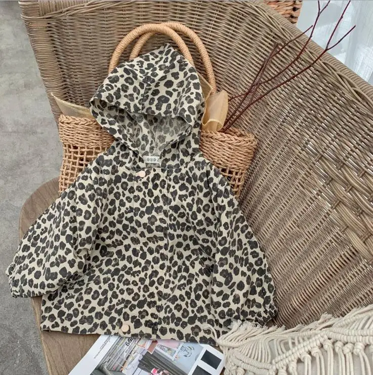 New Arrival Girls Boys Hooded Leopard Coat Autumn Full Sleeve Fashion Kids Jacket 1-6 Years