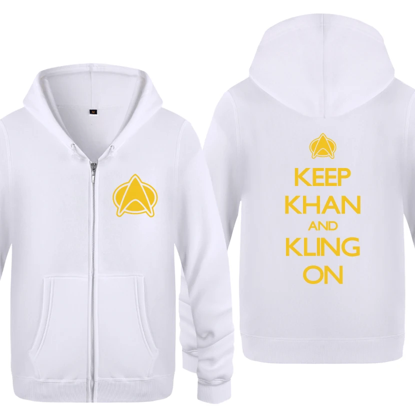 Keep Khan And Kling On, новинка, забавные толстовки для мужчин, мужские флисовые толстовки на молнии с капюшоном, кардиганы - Цвет: BAY HUAT
