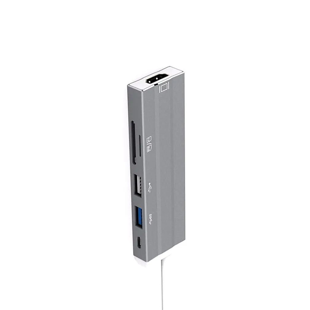 USB C концентратор 6-в-1 4K HDMI зарядка PD Порты и разъёмы USB3.0 USB2.0 SD/устройство для считывания с tf-карт Тип C адаптер для MacBook Pro