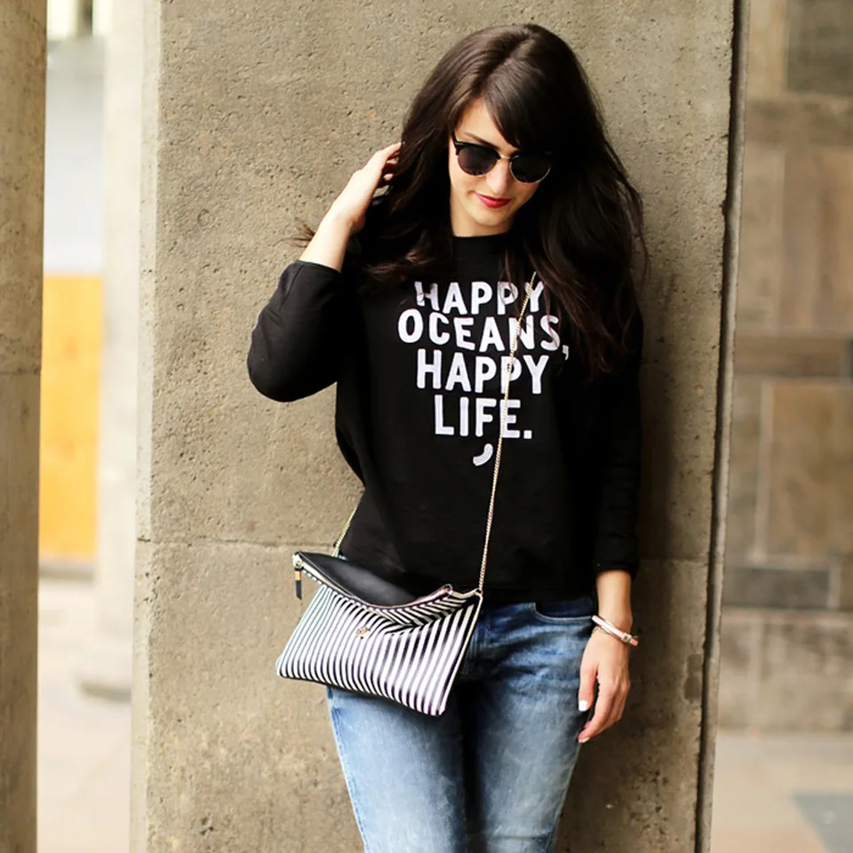

Thick Fleece Sweatshirt Letters Print Pullover Popular Print Letter Women Sweatshirt