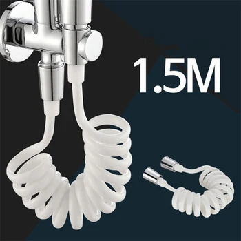

1.5m 1/4 Inlet Hose Telescopic Anti-twist Shower Hose ABS Spring Flexible Shower Hose for Water Plumbing Toilet Sprayer Gun