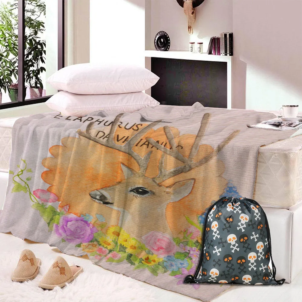 Пользовательские DIY печати животных Олень Лось одеяло коврик 3D печатных летнее одеяло кровать диван одеяло для детей моющиеся - Цвет: Beach towel Bag 3